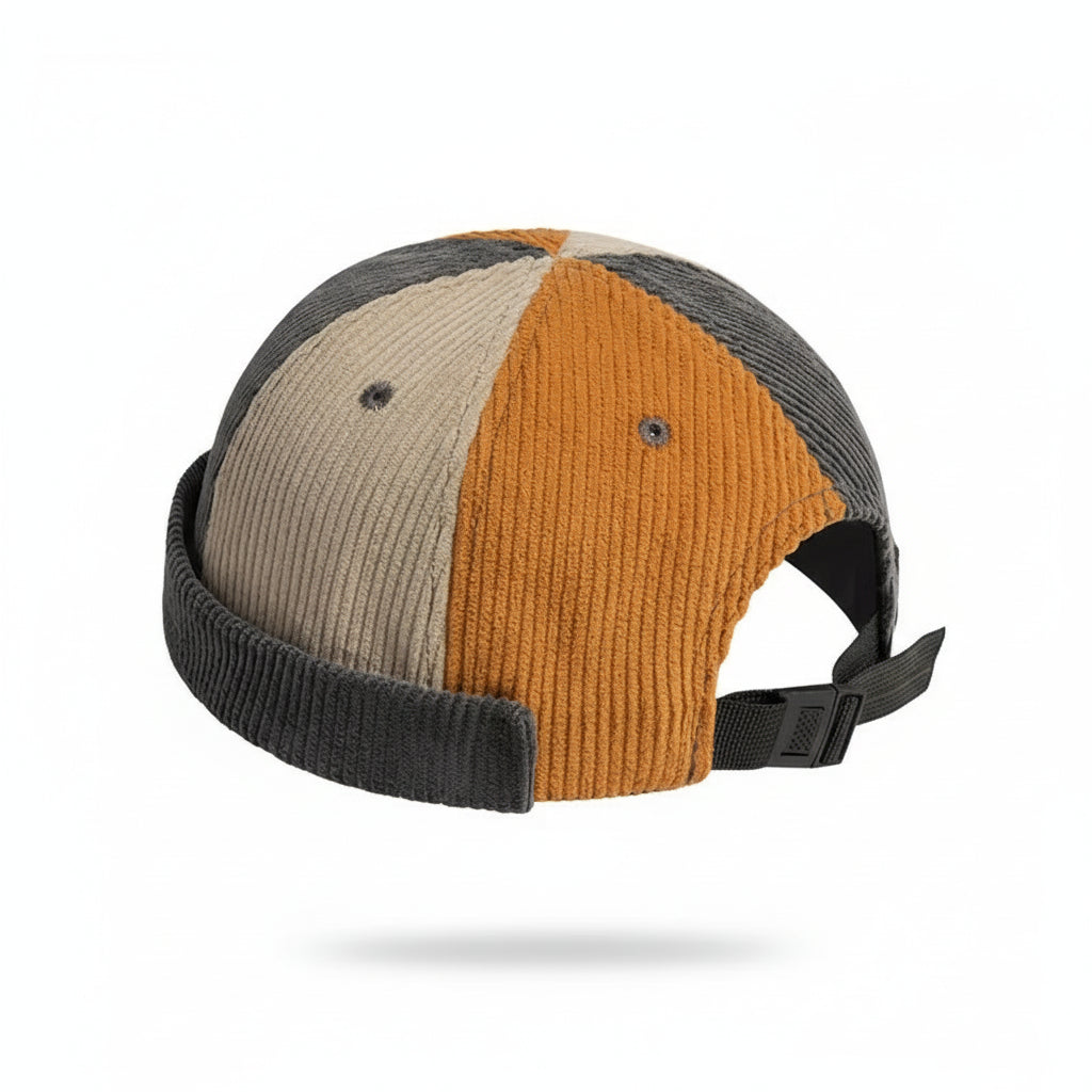 bonnet multicolore en velours côtelé style docker