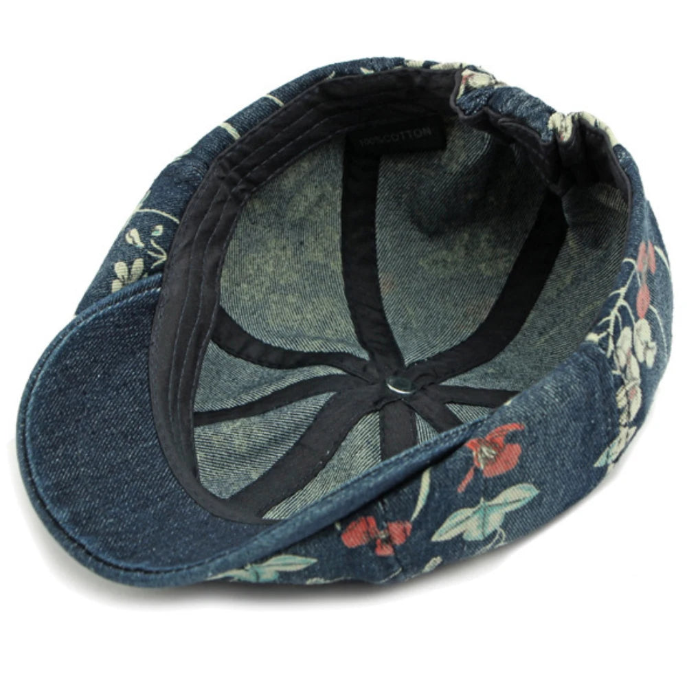 casquette à carreaux avec imprimé floral