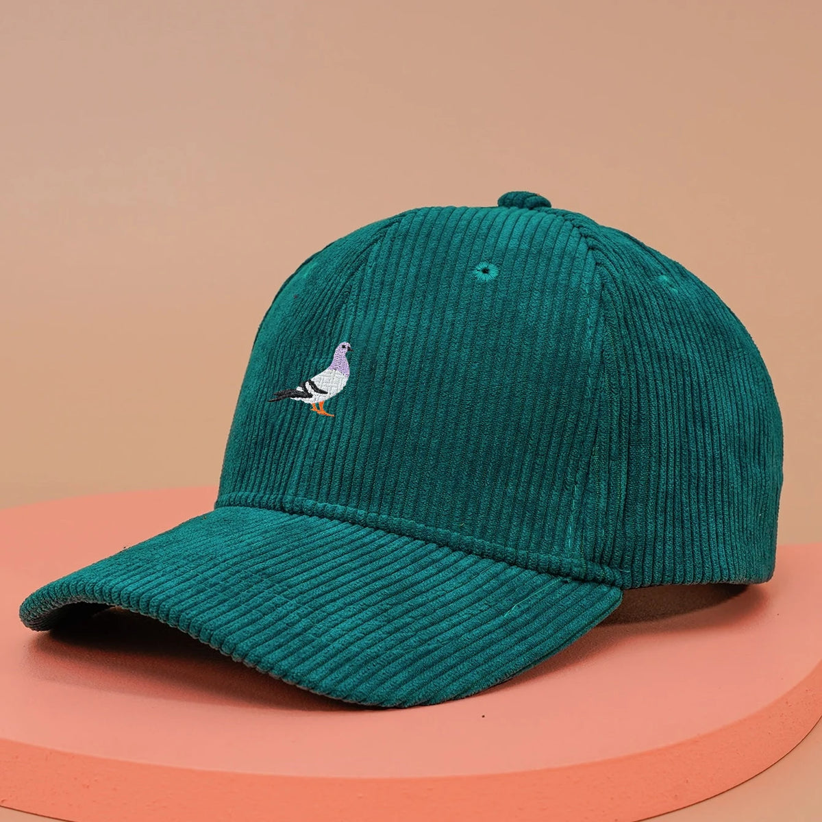 casquette à motif d'oiseaux en velours côtelé