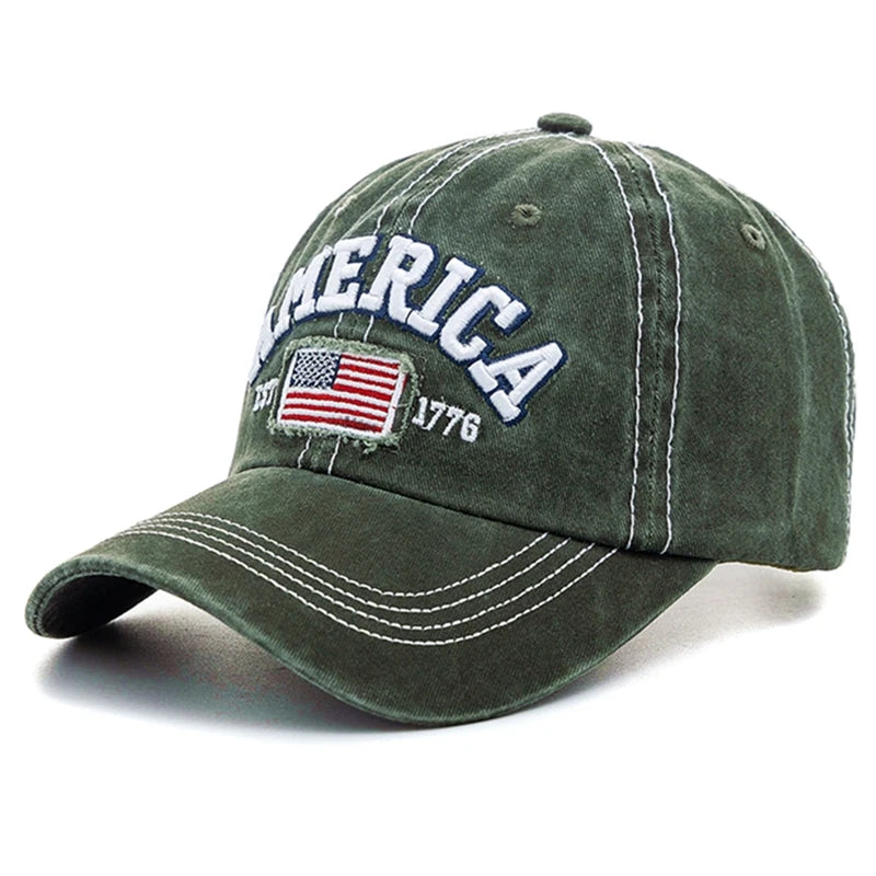 casquette à visière brodée aux couleurs America