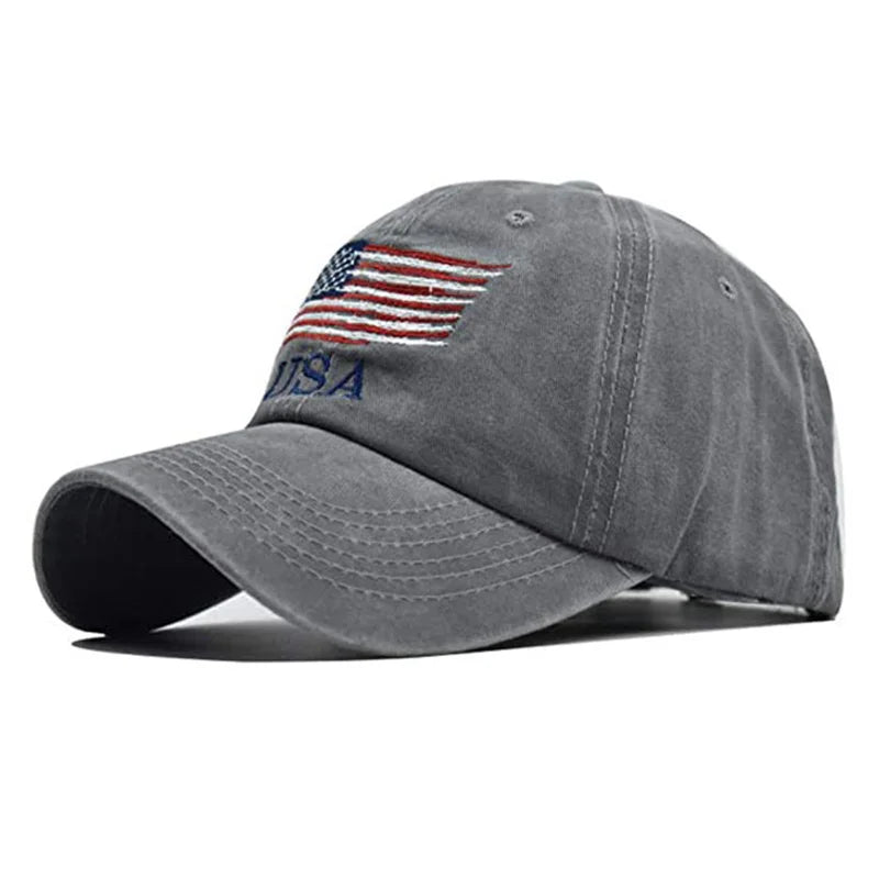 Casquette baseball brodée motif drapeau américain