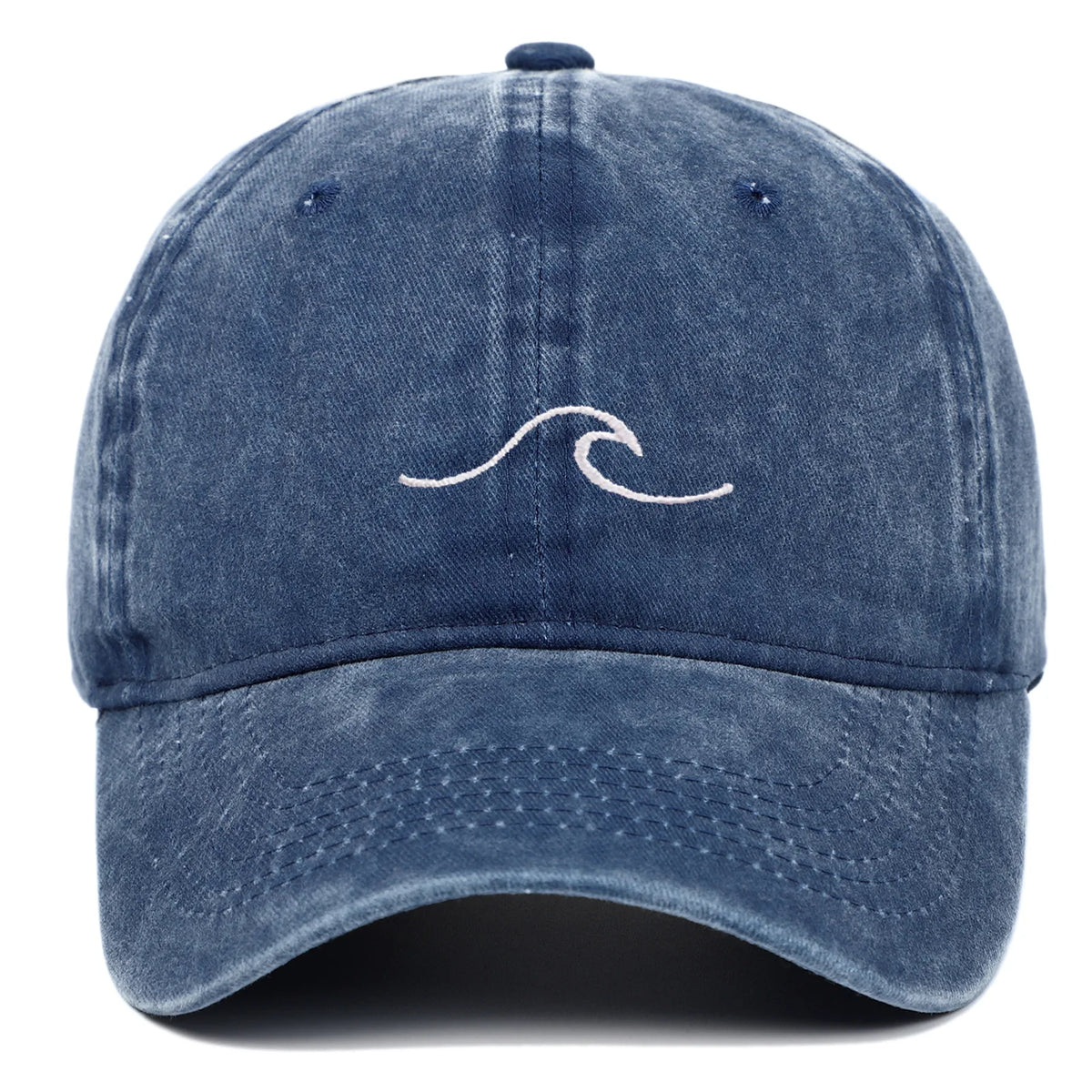 Casquette baseball brodée motif vagues coton vintage