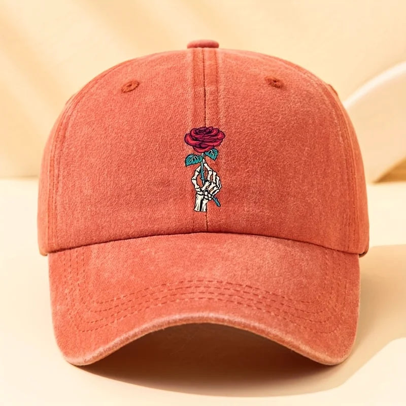 casquette baseball avec broderie rose
