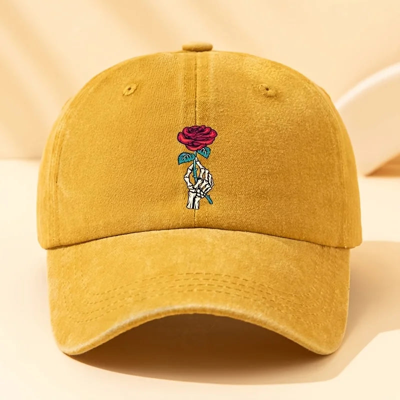 Casquette baseball décontractée brodée motif rose