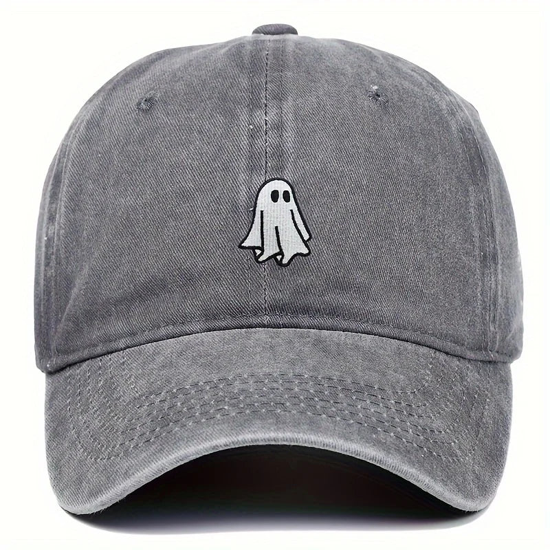 casquette baseball noire avec broderie fantôme