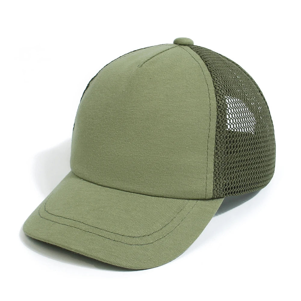 Casquette baseball unie en tissu mesh pour enfant