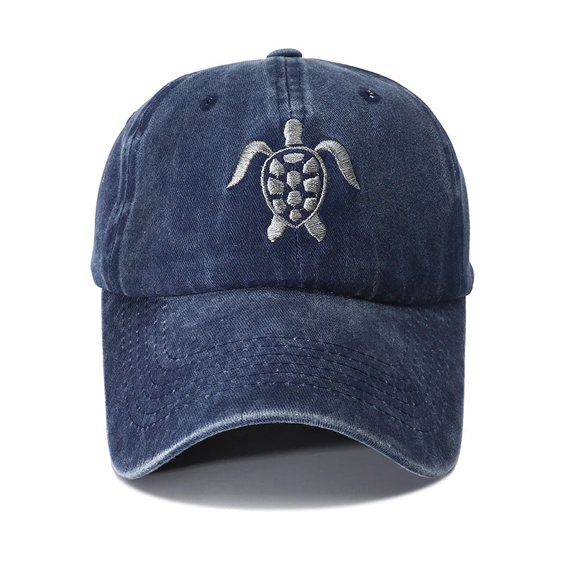 Casquette brodée motif tortue vintage