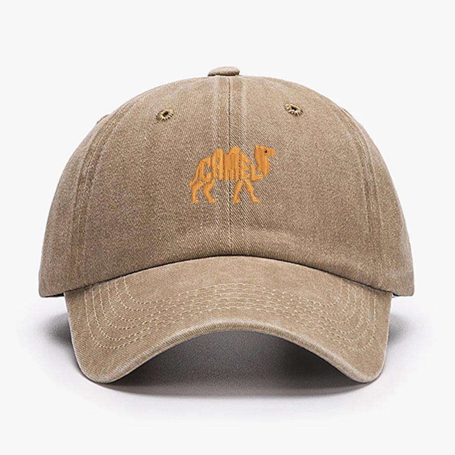 casquette chameau brodée en tissu coton