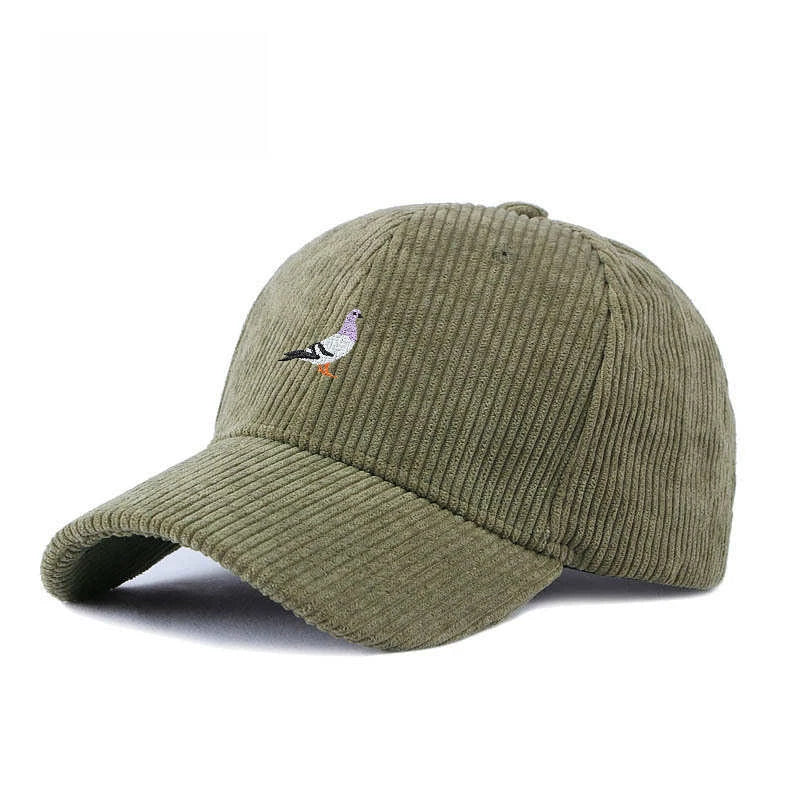 casquette confortable en velours motif ornithologique