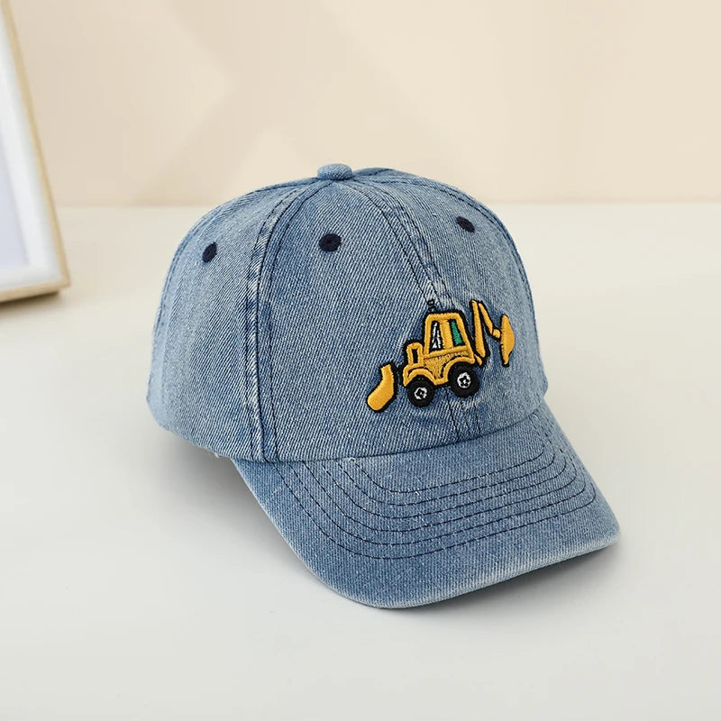 casquette denim brodée bulldozer pour enfant