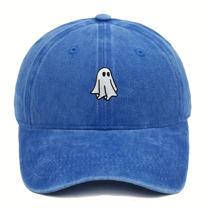 casquette en denim avec motif de fantôme