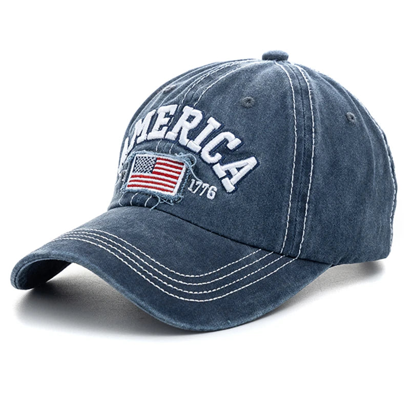 casquette en denim vintage brodée America