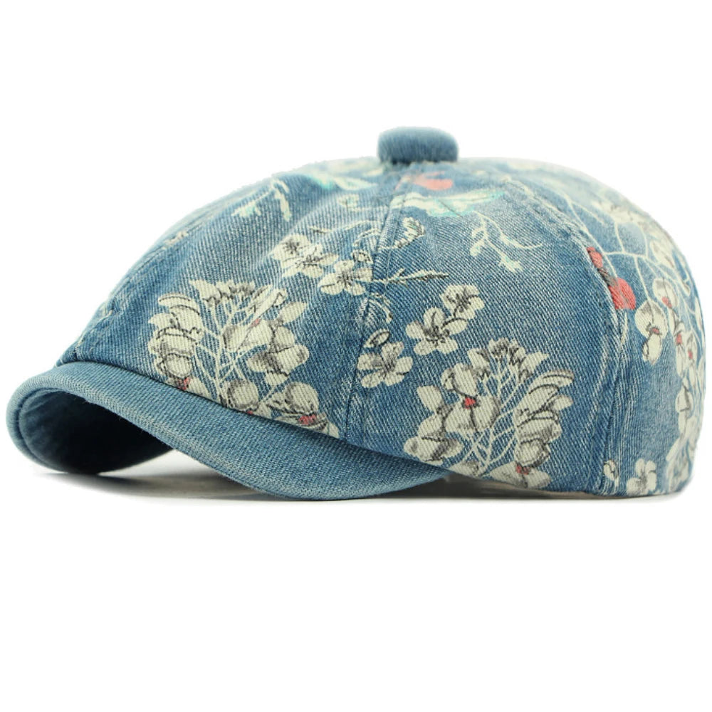 casquette élégante motif birds eye floral