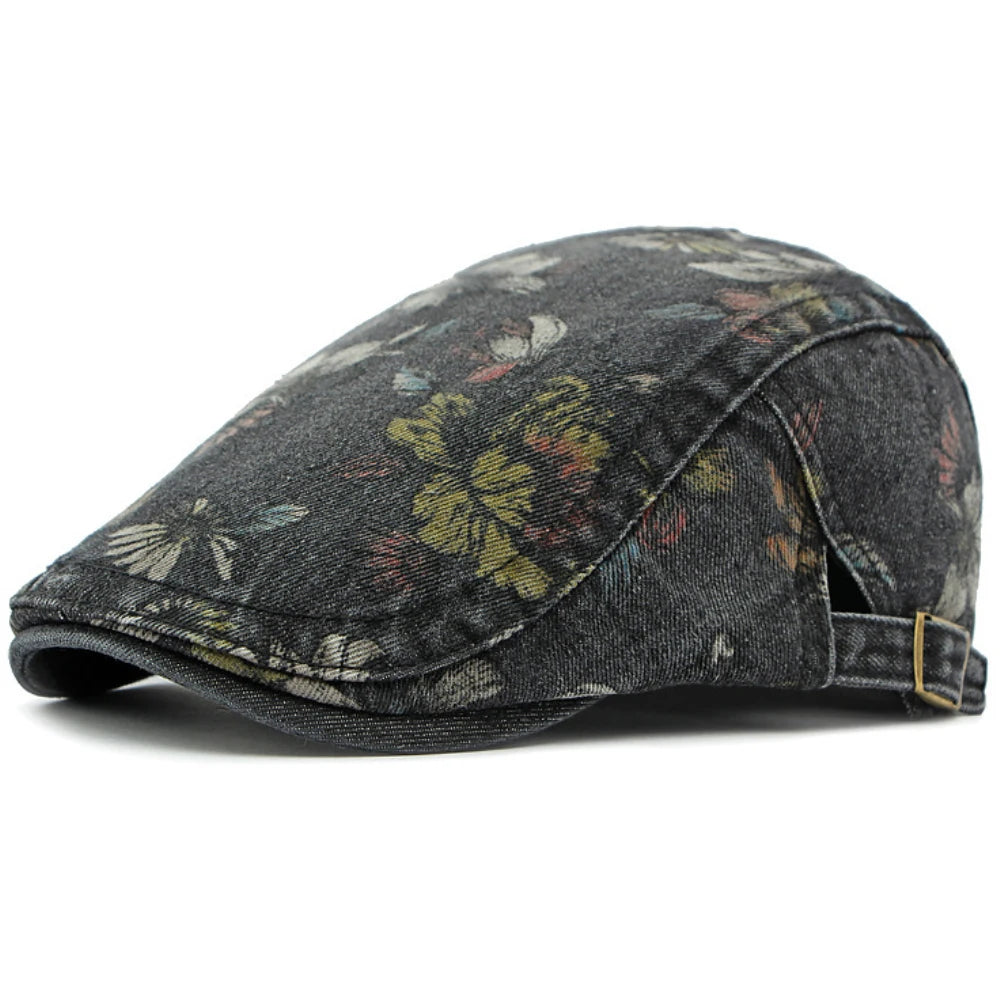 casquette plate chic à motifs naturels