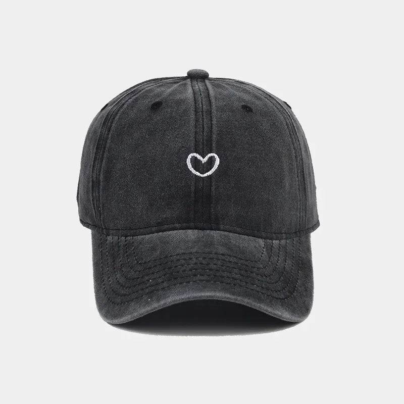 casquette de soleil vintage avec broderie coeur