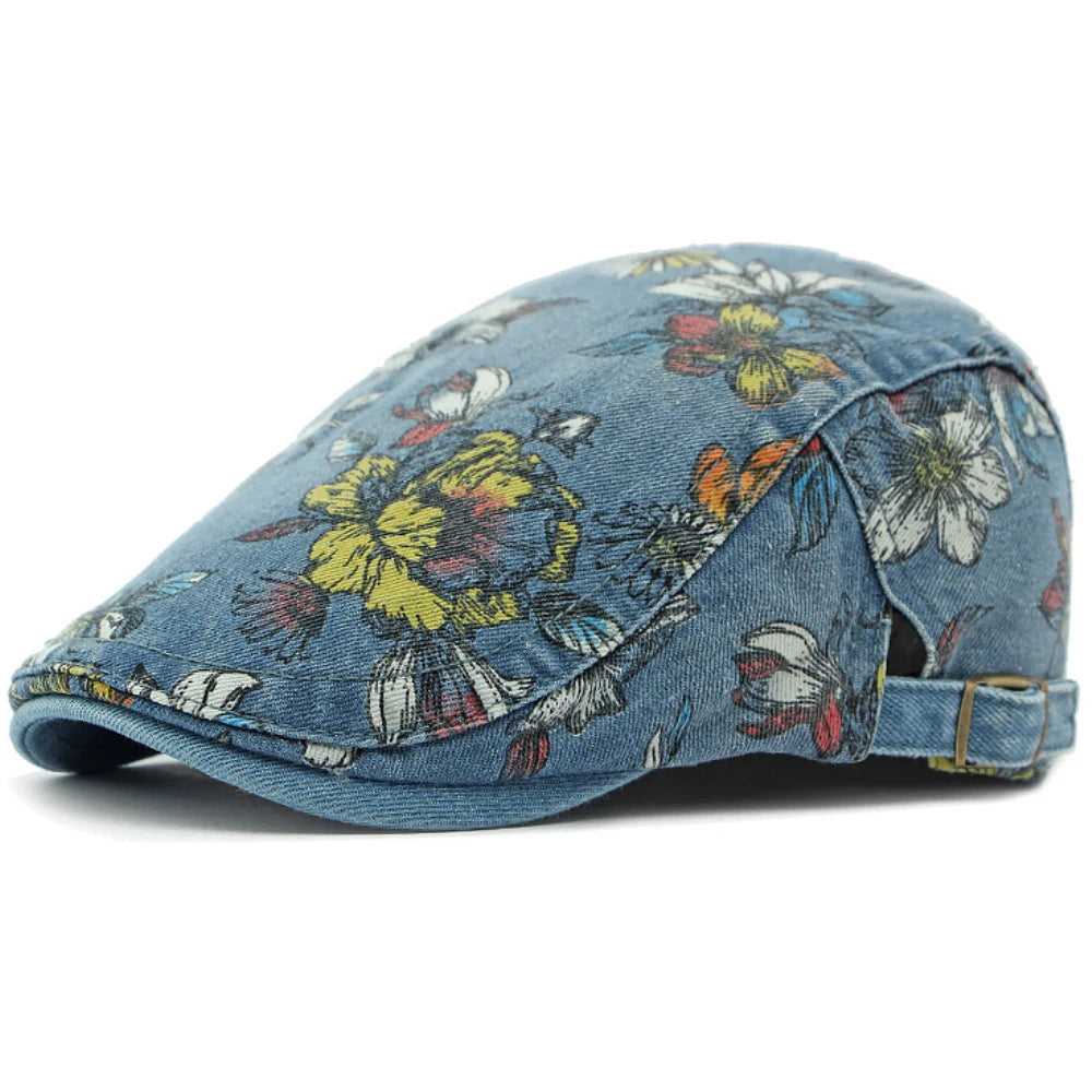 casquette style classique avec motifs floraux