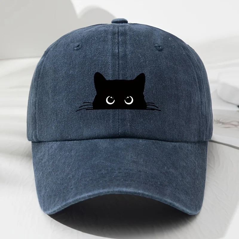 casquette tendance brodée avec dessin de chat