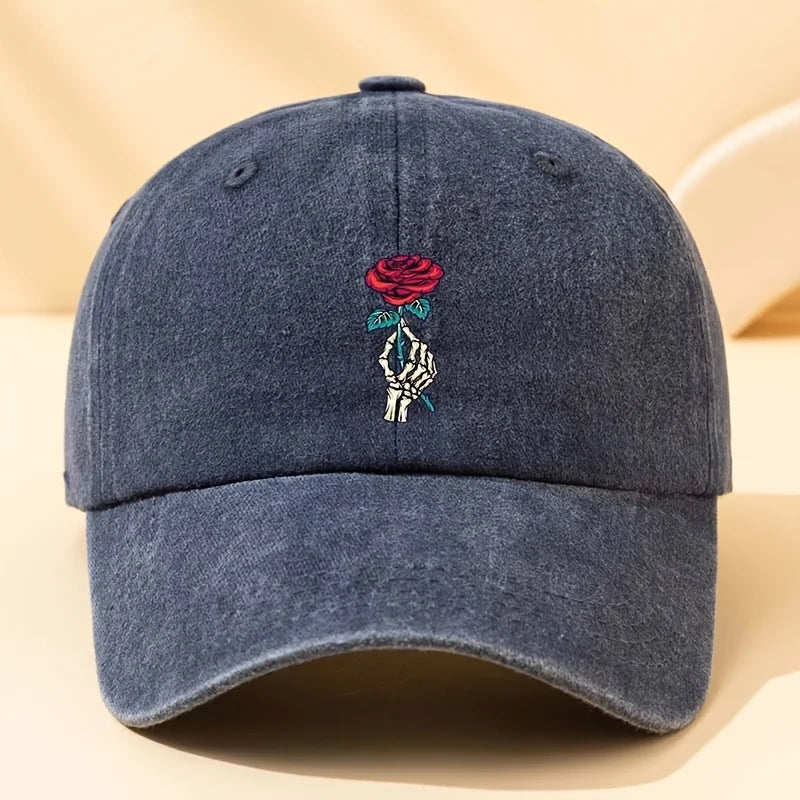 casquette tendance avec motif floral rose