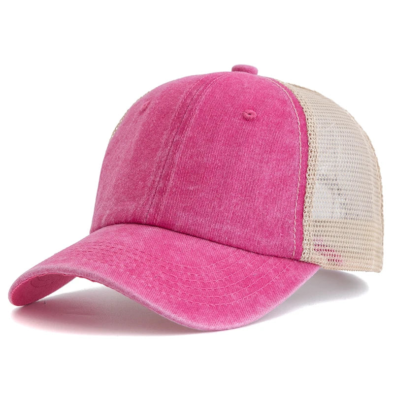 casquette tendance multicolore en tissu délavé