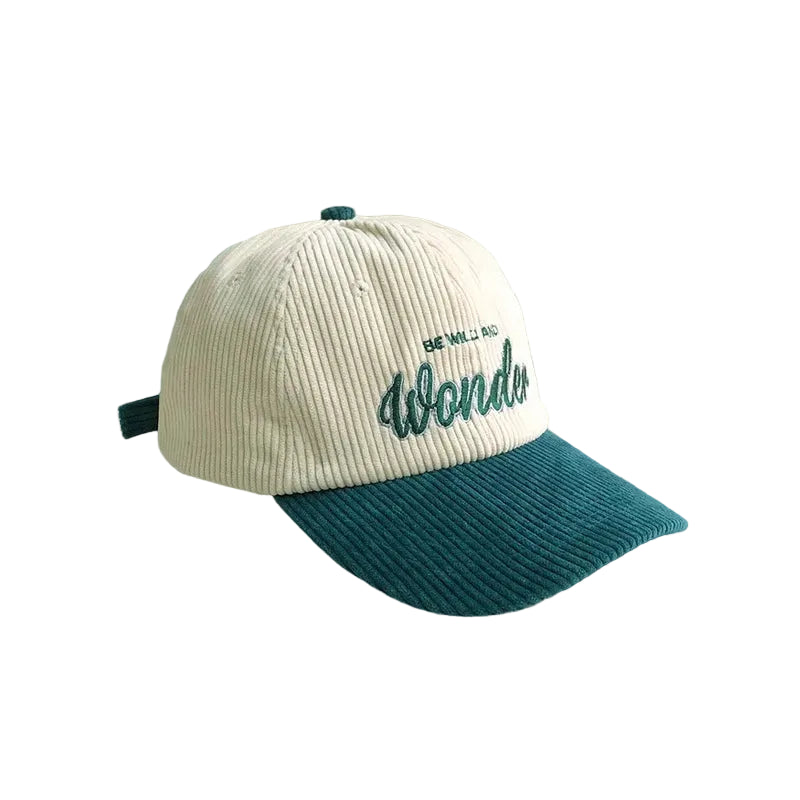 casquette tendance en tissu côtelé avec designs variés