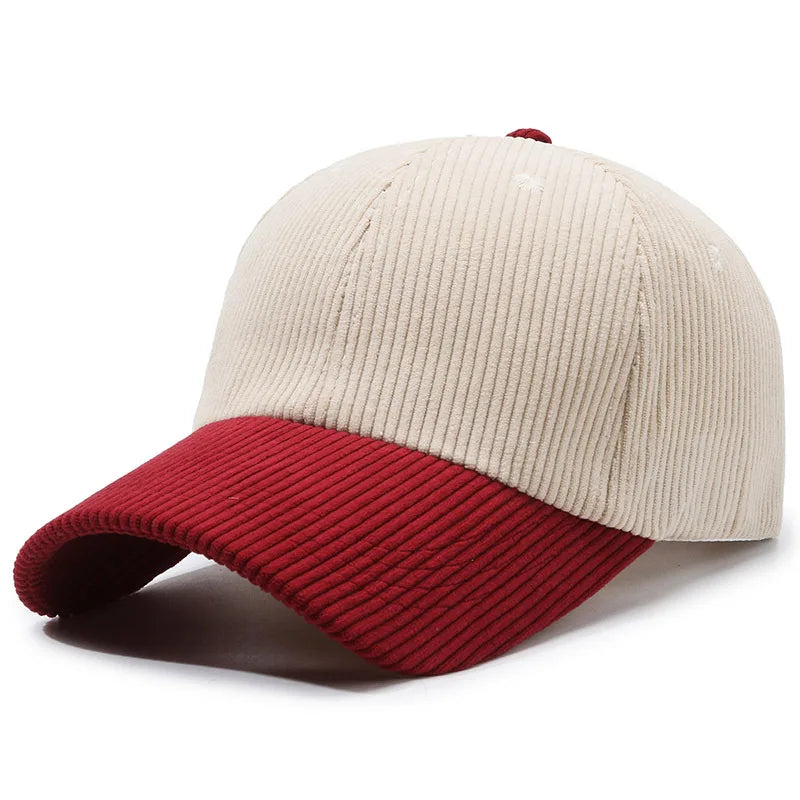 casquette tendance en velours côtelé deux couleurs