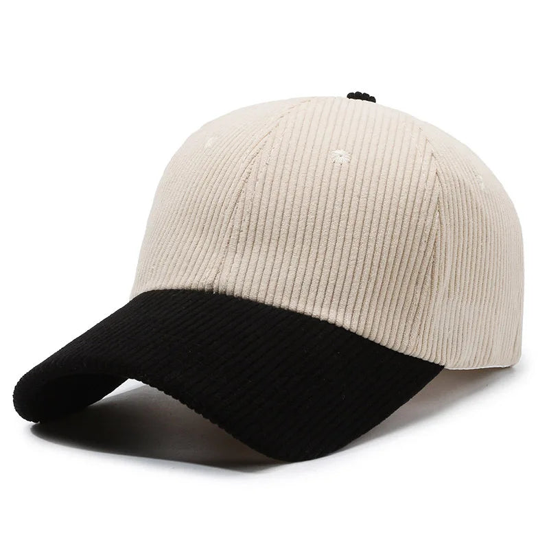 Casquette en velours côtelé bicolore