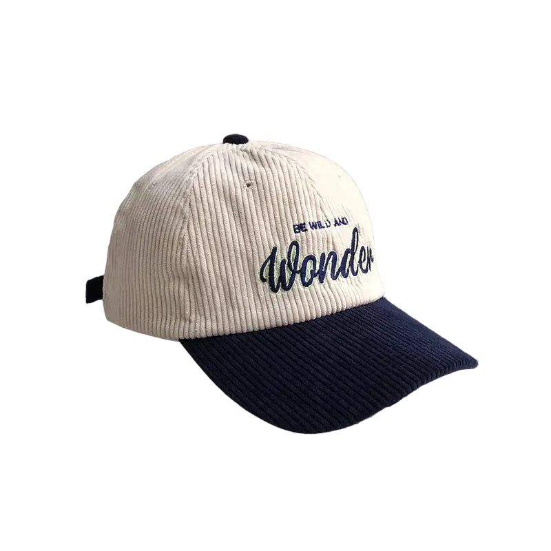 Casquette en velours côtelé brodée avec patchwork de couleurs