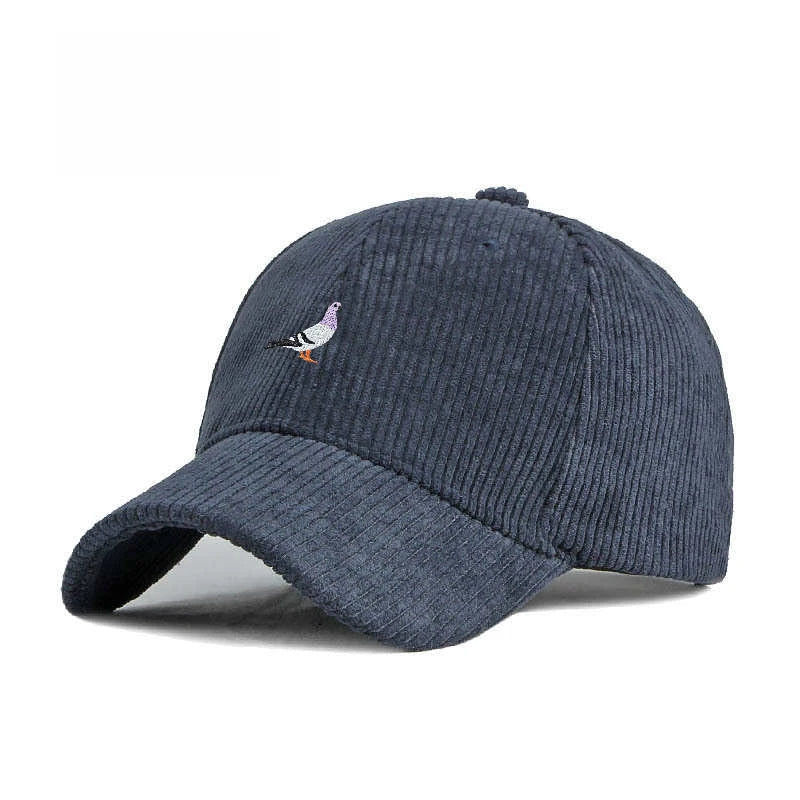 Casquette en velours côtelé motif oiseau