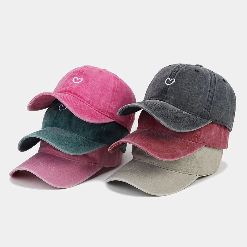 casquette vintage avec broderie motif coeur