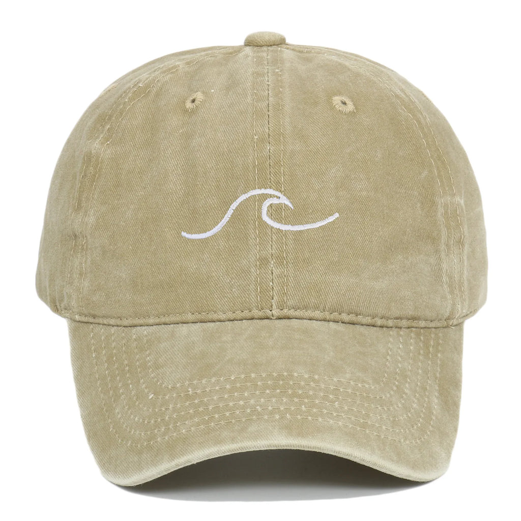 casquette vintage en coton brodée motif vagues