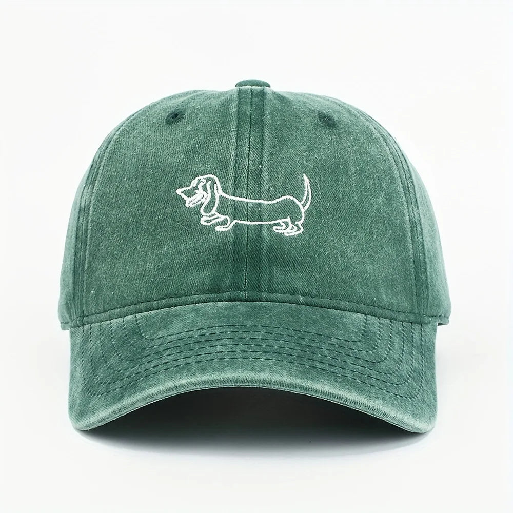 casquette vintage en coton motif chien