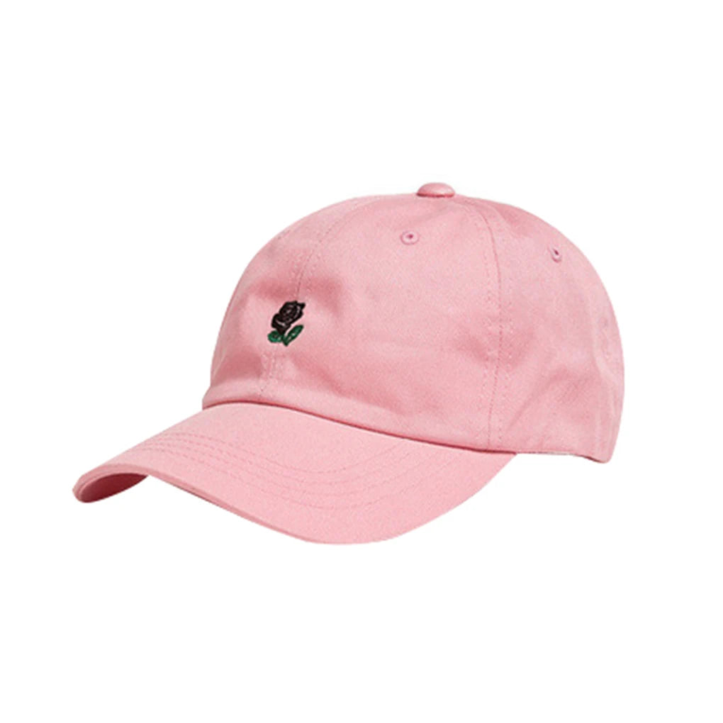 chapeau mode en coton motif rose brodé